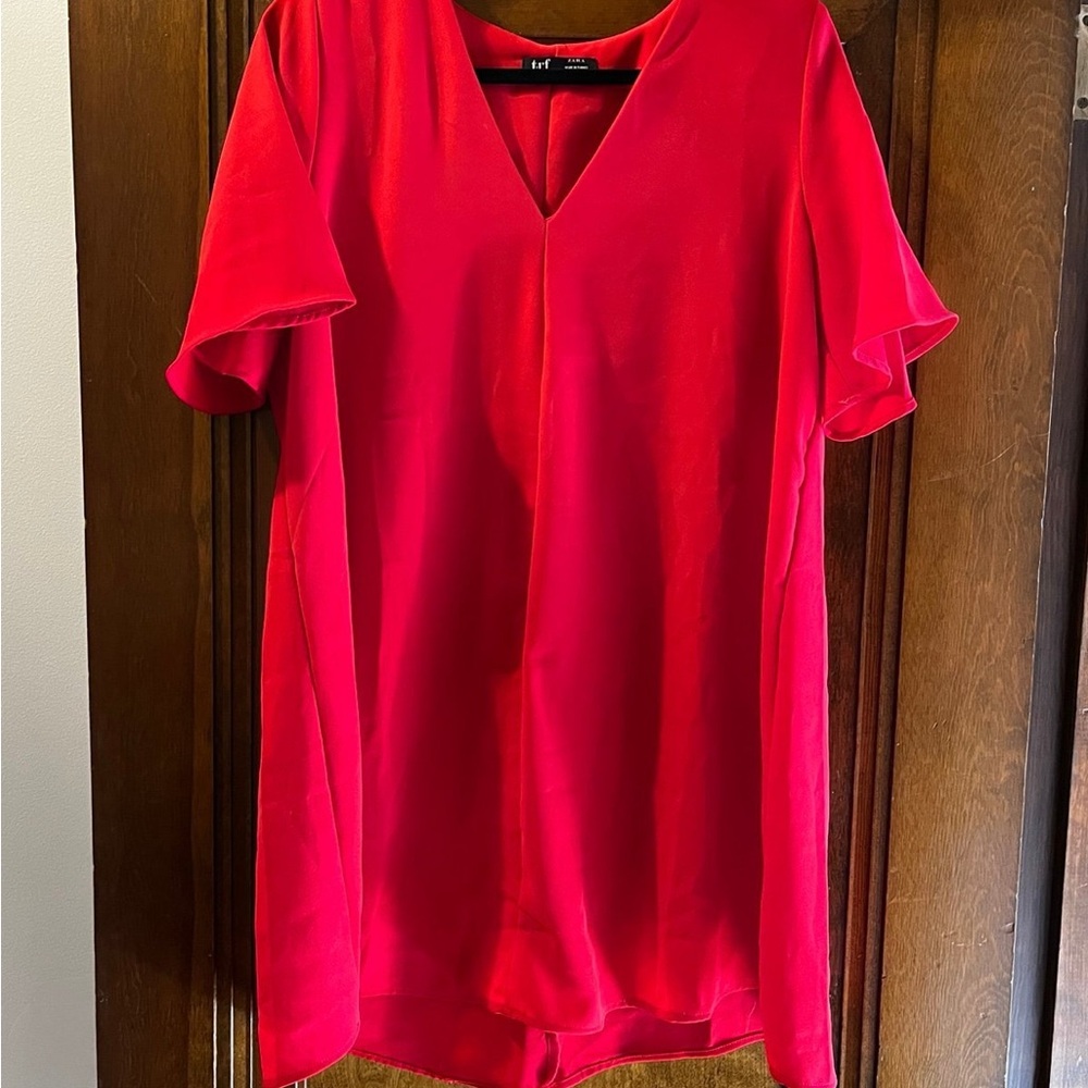 Zara Vibrant Red V-Neck Blouse